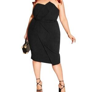 City Chic dress Enchant asymmetrical cocktail black size XXL/24